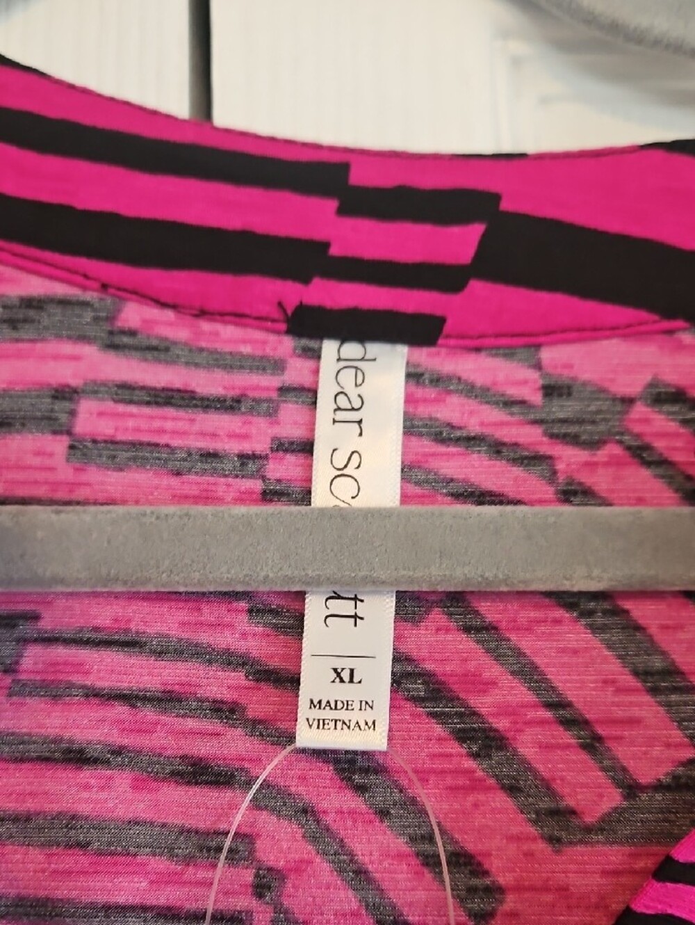 Scarlett Hot Pink and Black Striped V-Neck Knit Top - Picture 3 of 4